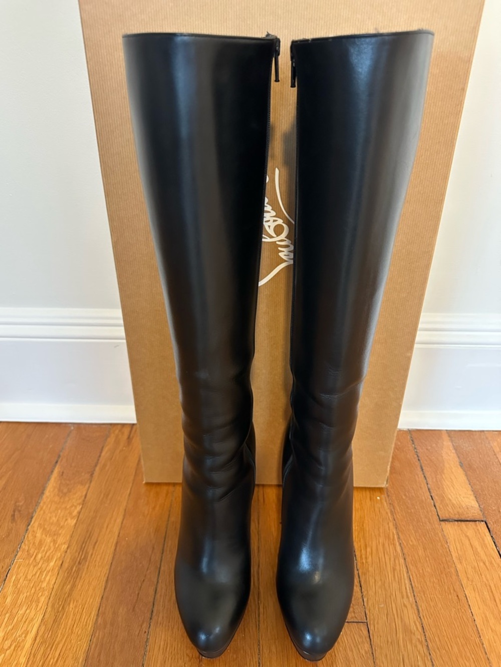 Christian Louboutin Bianca Botta 140 Calf Black Leather Boots Sz 40